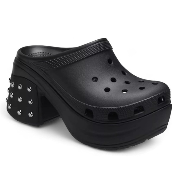 Crocs Siren Studded Black Chrome Studs Platform Unisex Clogs Size M10/W12 NWT - Picture 2 of 10
